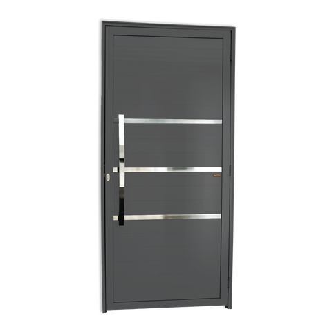 Porta Alumínio Lambril Evolution c/Puxador e.Cinza 100 Brimak
