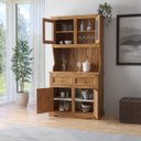 Ver imagem 2 de Cristaleira em Madeira 4 Portas 2 Gavetas 105 X 199 Cm Carvalho Rústico Elliottiis