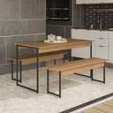 Ver imagem 1 de Conjunto Mesa 1,36x0,72m com 2 Bancos 1,36x0,35m Estilo Industrial Li013 Kappesberg Industrial