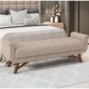 Ver imagem 2 de Puff Recamier Decorativo com Pés em Madeira 160 cm Itália P05 Linho Bege - Lyam Decor