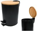 Ver imagem 2 de Lixeira Pedal Inox Bambu Preto 3 Litros