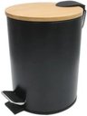 Ver imagem 1 de Lixeira Pedal Inox Bambu Preto 3 Litros