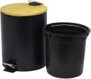 Ver imagem 4 de Lixeira Pedal Inox Bambu Preto 3 Litros