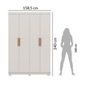 Ver imagem 3 de Guarda-Roupa Solteiro Ravena 4 Portas 2 Gavetas 100% MDF Off White/Nevaska