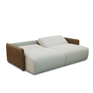 Sofá Cama Sala de Estar Bipartido Elétrico 230cm Retrátil com Almofadas Caixa Zero Dalton Veludo Beg