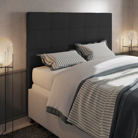 Cabeceira Casal Queen Cama Box 160cm para Quarto Stambul Suede Preto M11 - D’Rossi