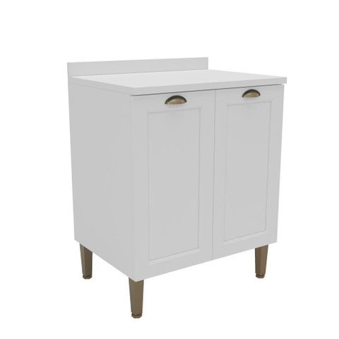Balcão de Cozinha 2 Portas 70cm com Tampo Lavanda Provençal Cor Branco Liso - Mademovel