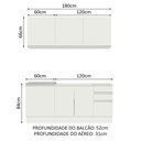 Ver imagem 3 de Cozinha Completa Madesa Glamy 180005 com Armário e Balcão (Sem Tampo e Pia) Branco Cor:Branco