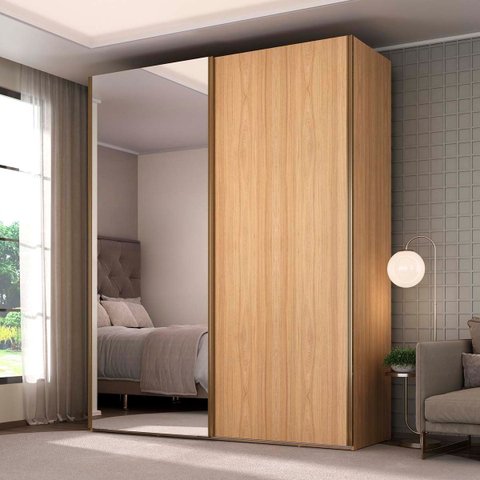 Guarda Roupa Veneto em Mdf 183x230cm 2 Portas com Espelho Olmo 1001