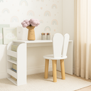 Ver imagem 1 de Mesa Infantil 80cm com Suporte para Livros e 1 Cadeira em Mdf e Madeira Natural:branco Tx