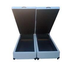 Cama Box Baú King Bipartido Linhão Branco Com Pistão A Gás - 2