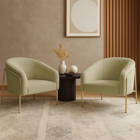 Poltrona Sala Industrial Alta Dourado Kit 2 Stella Bouclê D03 - D’Rossi