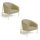 Ver imagem 2 de Poltrona Sala Industrial Alta Dourado Kit 2 Stella Bouclê D03 - D’Rossi