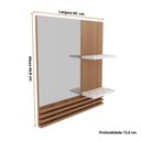 Ver imagem 3 de Espelheira Suspensa para Banheiro com 2 Prateleiras Bn3614 Tecnomobili Amêndoa/mármore Branco