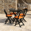 Ver imagem 1 de Conjunto Mesa Dobrável Área Externa 70x70cm com 4 Cadeiras Estofadas Madeira Preto/Laranja