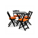 Ver imagem 2 de Conjunto Mesa Dobrável Área Externa 70x70cm com 4 Cadeiras Estofadas Madeira Preto/Laranja