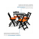 Ver imagem 5 de Conjunto Mesa Dobrável Área Externa 70x70cm com 4 Cadeiras Estofadas Madeira Preto/Laranja
