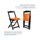 Ver imagem 7 de Conjunto Mesa Dobrável Área Externa 70x70cm com 4 Cadeiras Estofadas Madeira Preto/Laranja