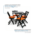 Ver imagem 6 de Conjunto Mesa Dobrável Área Externa 70x70cm com 4 Cadeiras Estofadas Madeira Preto/Laranja