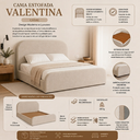 Ver imagem 3 de Cama Estofada Casal Estilo Clean com Cabeceira Acolchoada Linho Ocre