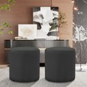 Ver imagem 1 de Kit 2 Puffs Redondo Viena Veludo Cinza: Sofisticação e Conforto para Sua Casa