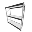 Ver imagem 1 de Mini Porta Pallet 200 Kg por Nivel Inicial com 3 Niveis Preto com Mdf Branco