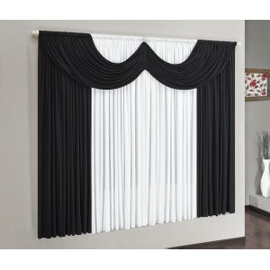 Cortina Riviera 2,00m X 1,70m para Varão Simples - Preto/branco