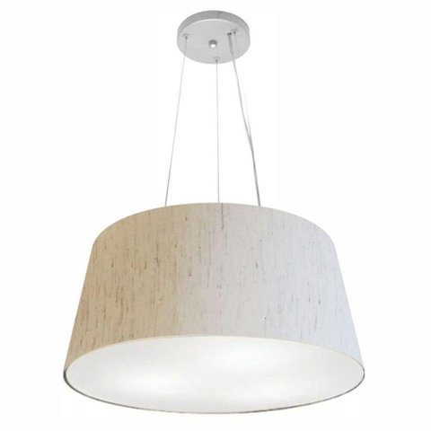 Lustre Pendente Cone Vivare Md-4048 Cúpula em Tecido 21/50x40cm - Bivolt Linho Bege 127/220v