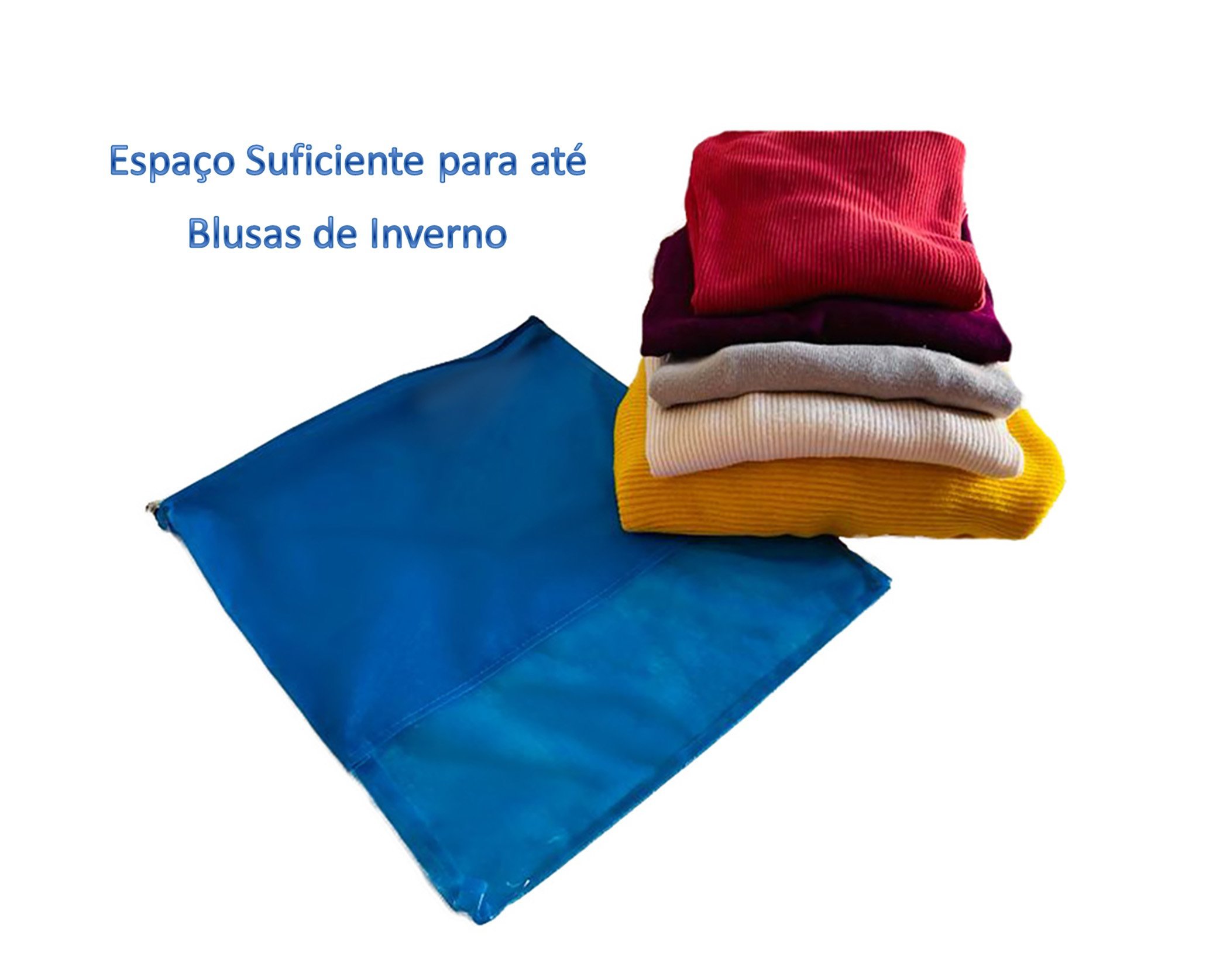 Sacos Tnt Para Guardar Roupas Com Visor E Zíper Kit 20 Unid.:Azul - 2