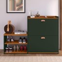 Ver imagem 2 de Sapateira Hall Entrada 2 Gaveta Basculante Puxador Concha Banco Prateleira Porta Sapatos Sala Quarto