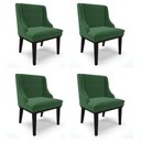 Ver imagem 1 de Kit 4 Cadeiras Estofadas para Sala de Jantar Base Fixa de Madeira Preto Lia Veludo Verde - Ibiza