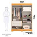 Ver imagem 3 de Guarda Roupa Solteiro Ayla 2 Portas 2 Gavetas com Espelho 100 Mdf Acp Móveis