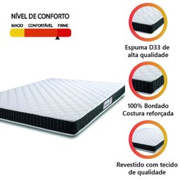 Colchão Casal Espuma D33 Toronto 138x188x14cm Branco/preto - Suporta até 120kg por Pessoa - 3