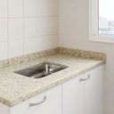 Ver imagem 2 de Pia de Cozinha Granito Marfim Arabesco 100cm Cuba Inox Rasa: Marfim Arabesco