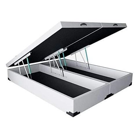Cama Box Baú Casal Bipartido Corino Branco 42x138x188