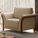 Ver imagem 2 de Poltrona Decorativa Sala de Estar 102cm Pés Madeira Roya M22 Linho Bege - Mpozenato