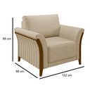 Ver imagem 4 de Poltrona Decorativa Sala de Estar 102cm Pés Madeira Roya M22 Linho Bege - Mpozenato