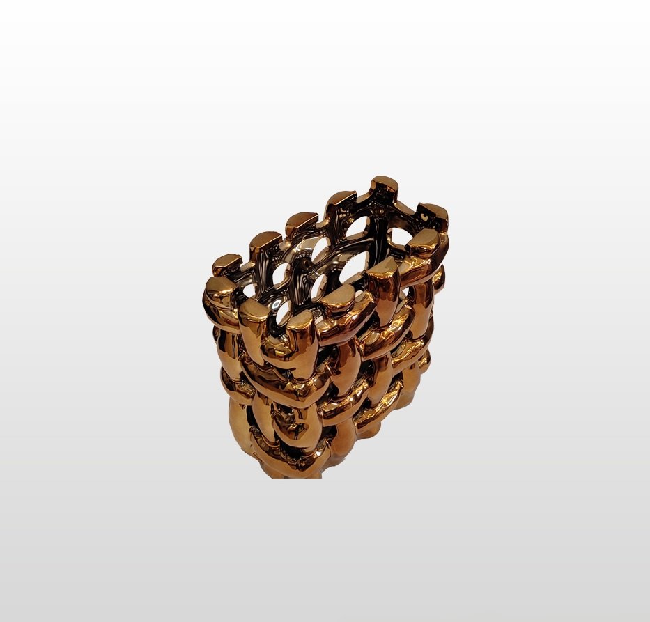 VASO INTRELACADO DOURADO CERAMICA