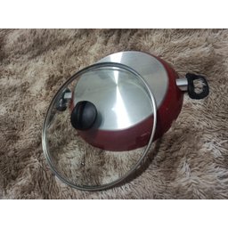 Wok Gourmet 30cm Vermelha - 5 Camadas Antiaderente Tampa De Vidro - Ficone Reis - 4