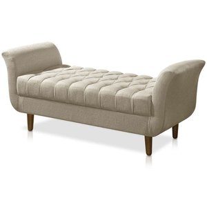 Recamier Estofado 150 cm Para Sala de Estar Grécia Suede Bege - DL DECOR