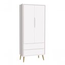 Ver imagem 1 de Guarda-roupa Retrô 2 Portas Théo New Branco Fosco com Natural - Reller