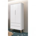 Ver imagem 2 de Guarda-roupa Retrô 2 Portas Théo New Branco Fosco com Natural - Reller