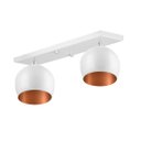 Ver imagem 1 de Lustre Plafon Bola 15 cm Retangular Duplo Branco com Cobre