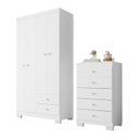 Ver imagem 2 de Guarda Roupa Infantil Bebê 4 Portas e Cômoda 5 Gavetas Quarto Completo Branco Flex