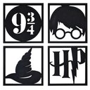 Ver imagem 1 de Kit 4 Quadros Decorativos Harry Potter Mdf 20x20 Preto
