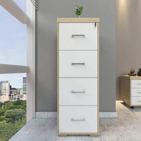 Armario Arquivo Artany 4 Gavetas Carvelho/Branco