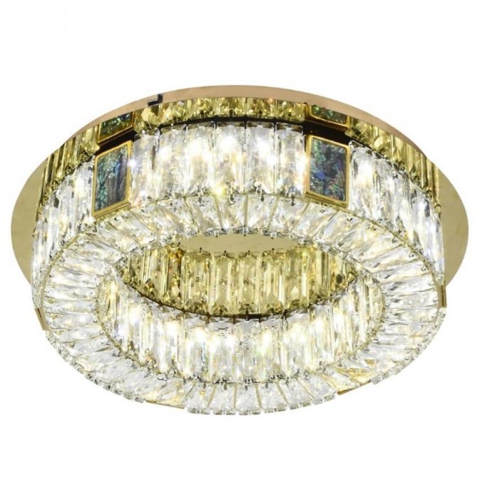 Plafon de Sobrepor Cristal Led 3000k 15w Bivolt Ø35x30cm Champagne - Sindora Iluminação Dcx00754 - 1