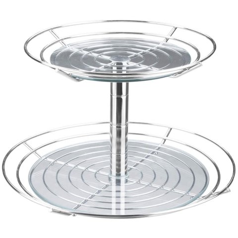 Fruteira Dupla de Mesa Bancada Aramada com Vidro Redonda Masutti 2 Andares Suporte para Frutas