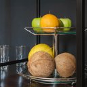 Ver imagem 4 de Fruteira Dupla de Mesa Bancada Aramada com Vidro Redonda Masutti 2 Andares Suporte para Frutas