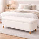 Ver imagem 2 de Puff Baú Bella 160cm Pés Madeira Courino Off White - Sallar Home